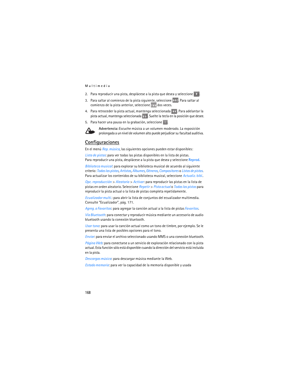Configuraciones | Nokia 6086i User Manual | Page 169 / 209