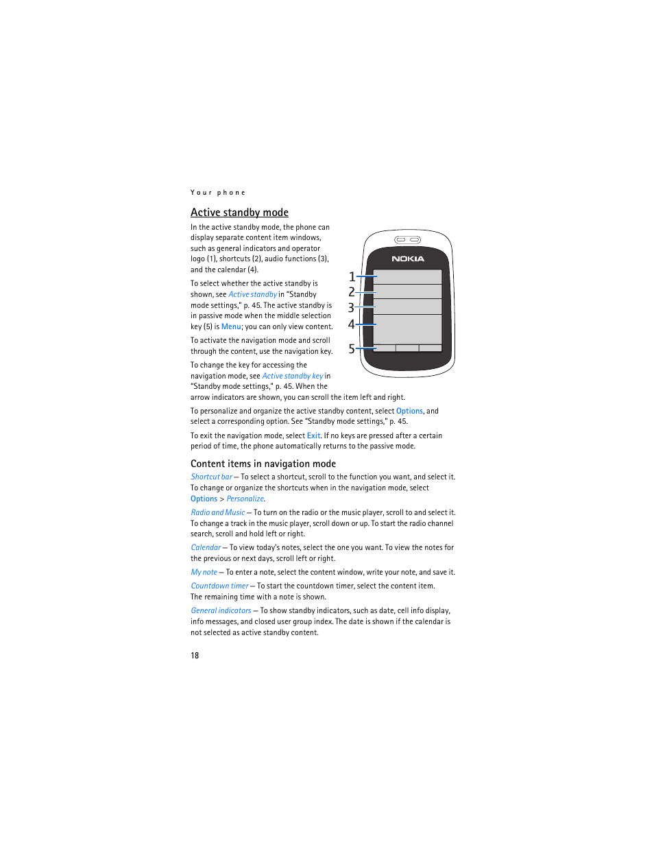 Active standby mode, 18 and | Nokia 6086i User Manual | Page 19 / 209