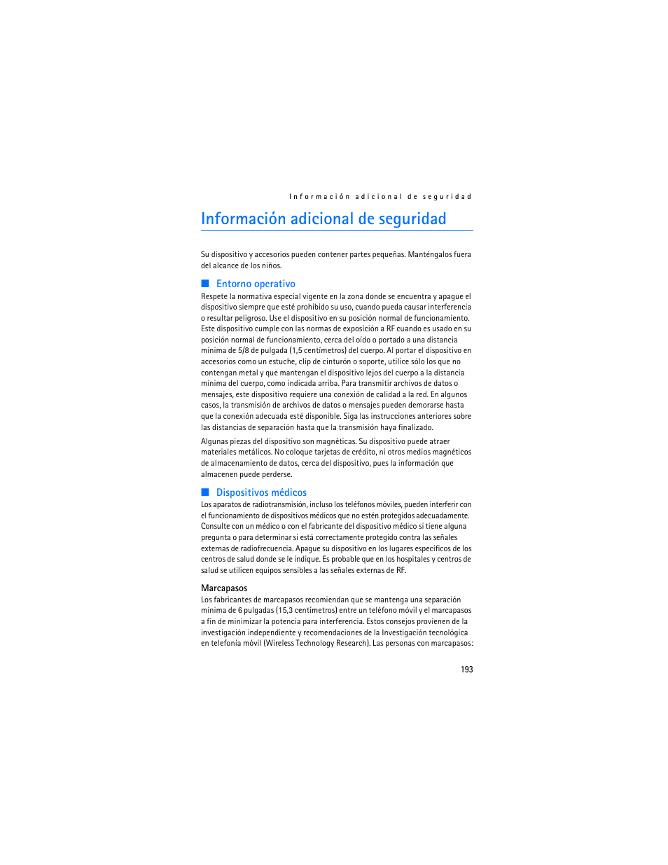 Información adicional de seguridad | Nokia 6086i User Manual | Page 194 / 209