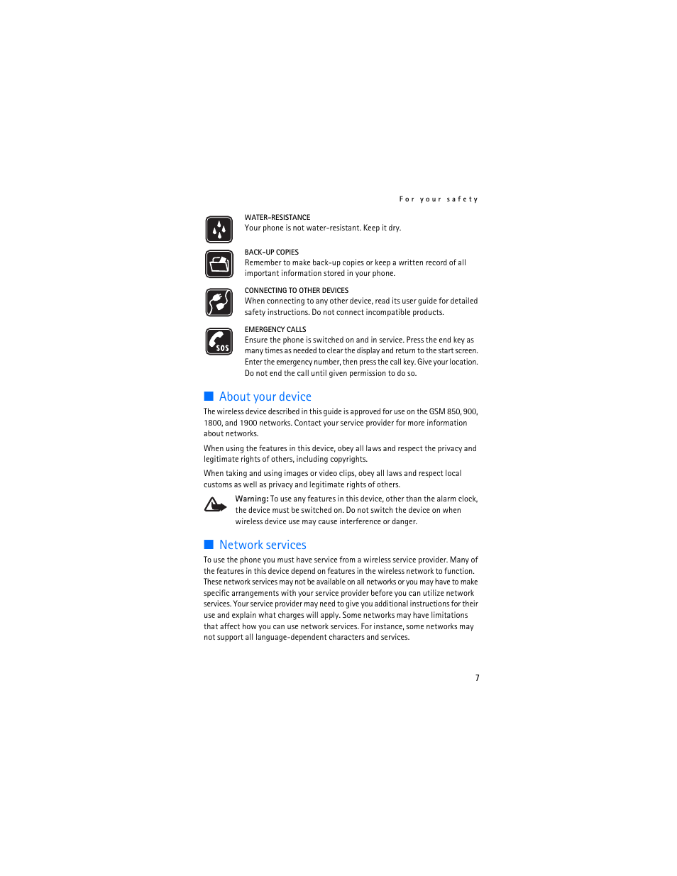 About your device, Network services | Nokia 6086i User Manual | Page 8 / 209