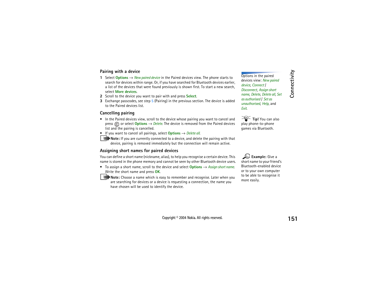 Connectivity | Nokia 3650 User Manual | Page 151 / 178