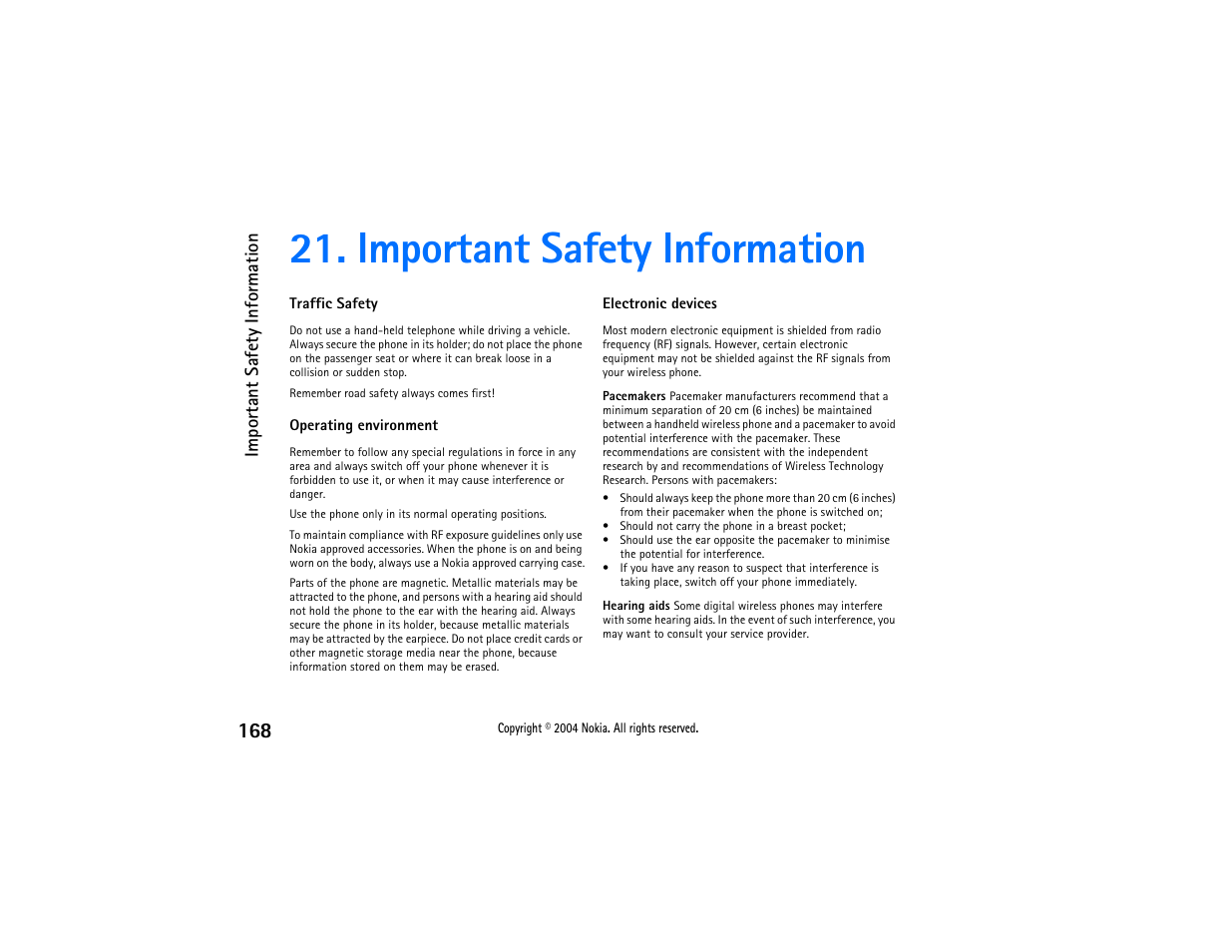 Important safety information, For your safety | Nokia 3650 User Manual | Page 168 / 178