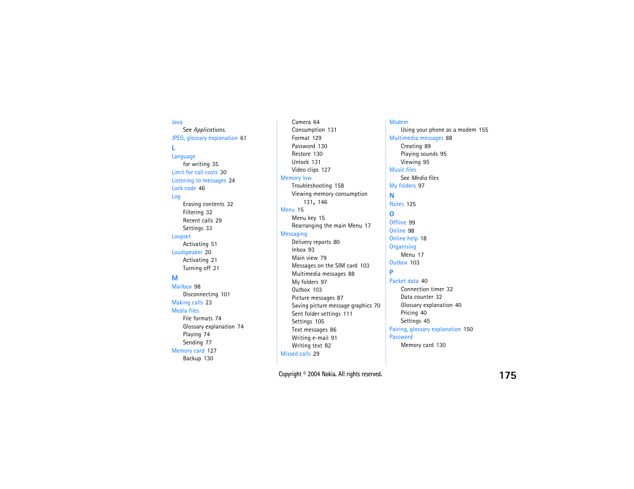 Nokia 3650 User Manual | Page 175 / 178