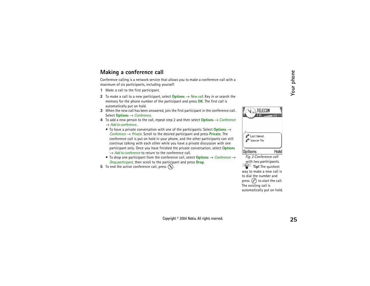 Making a conference call, Your phone | Nokia 3650 User Manual | Page 25 / 178