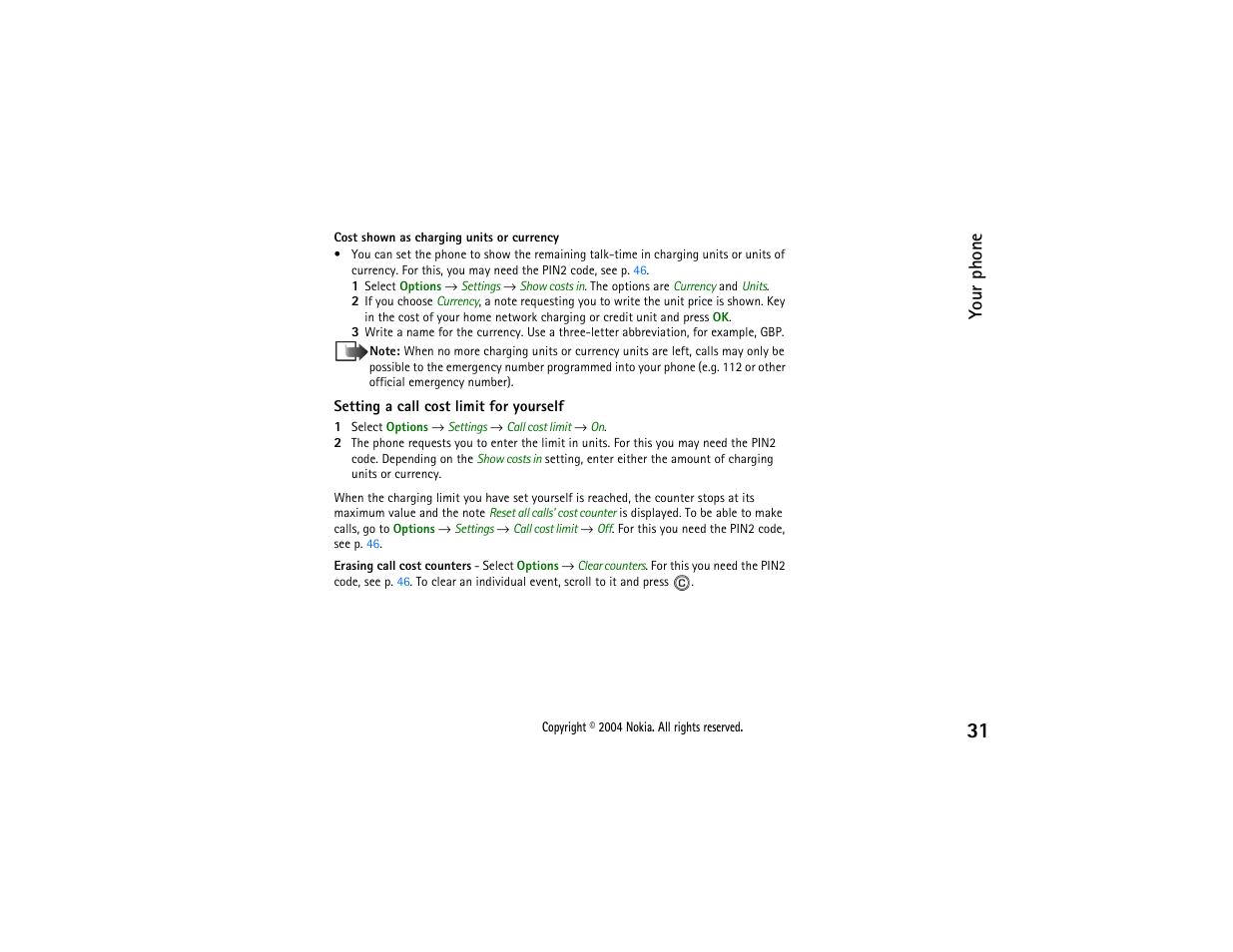 Your phone | Nokia 3650 User Manual | Page 31 / 178