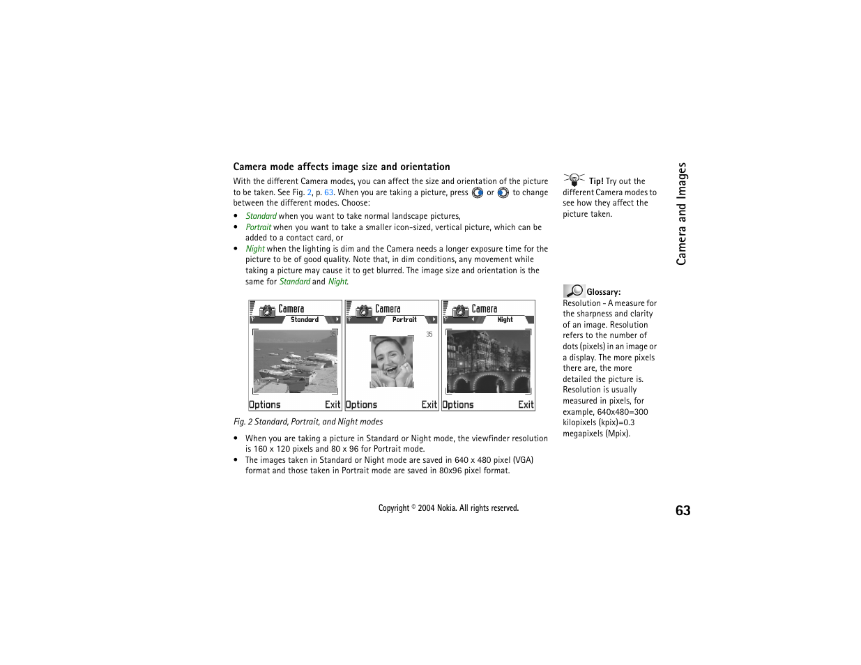 Camera and images | Nokia 3650 User Manual | Page 63 / 178