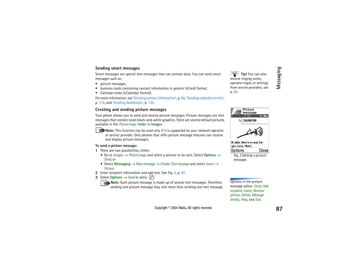 Messaging | Nokia 3650 User Manual | Page 87 / 178