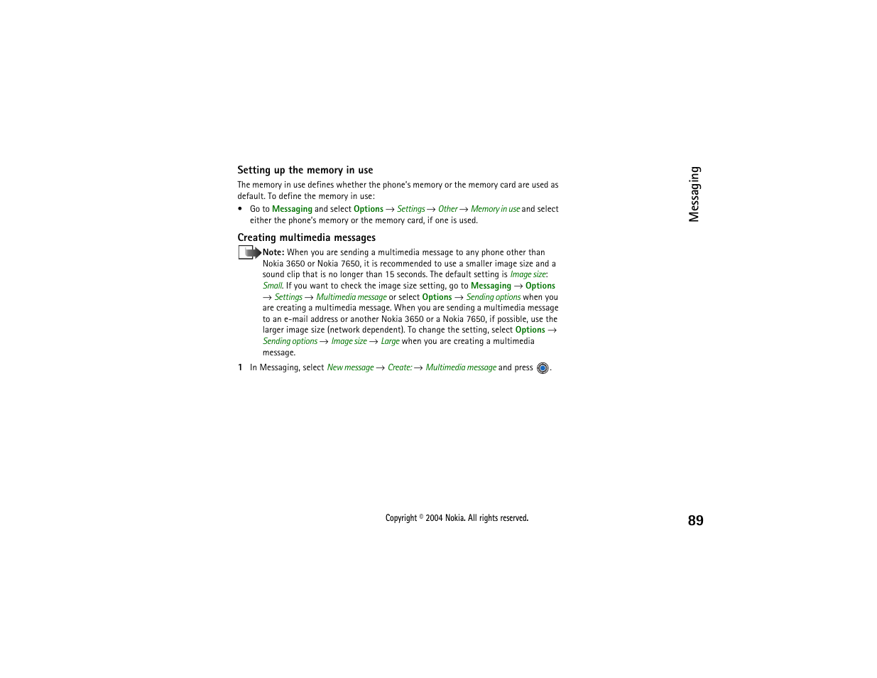 Messaging | Nokia 3650 User Manual | Page 89 / 178