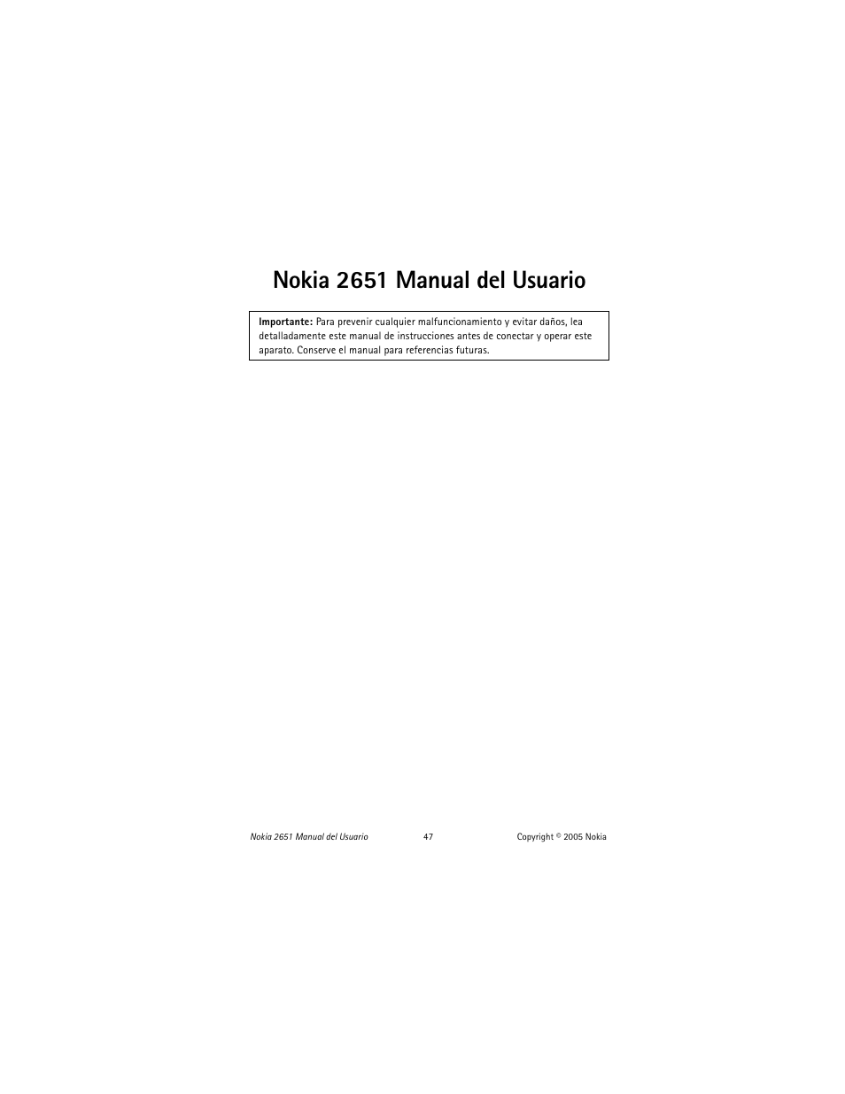 Nokia 2651 manual del usuario | Nokia 2651 User Manual | Page 48 / 97