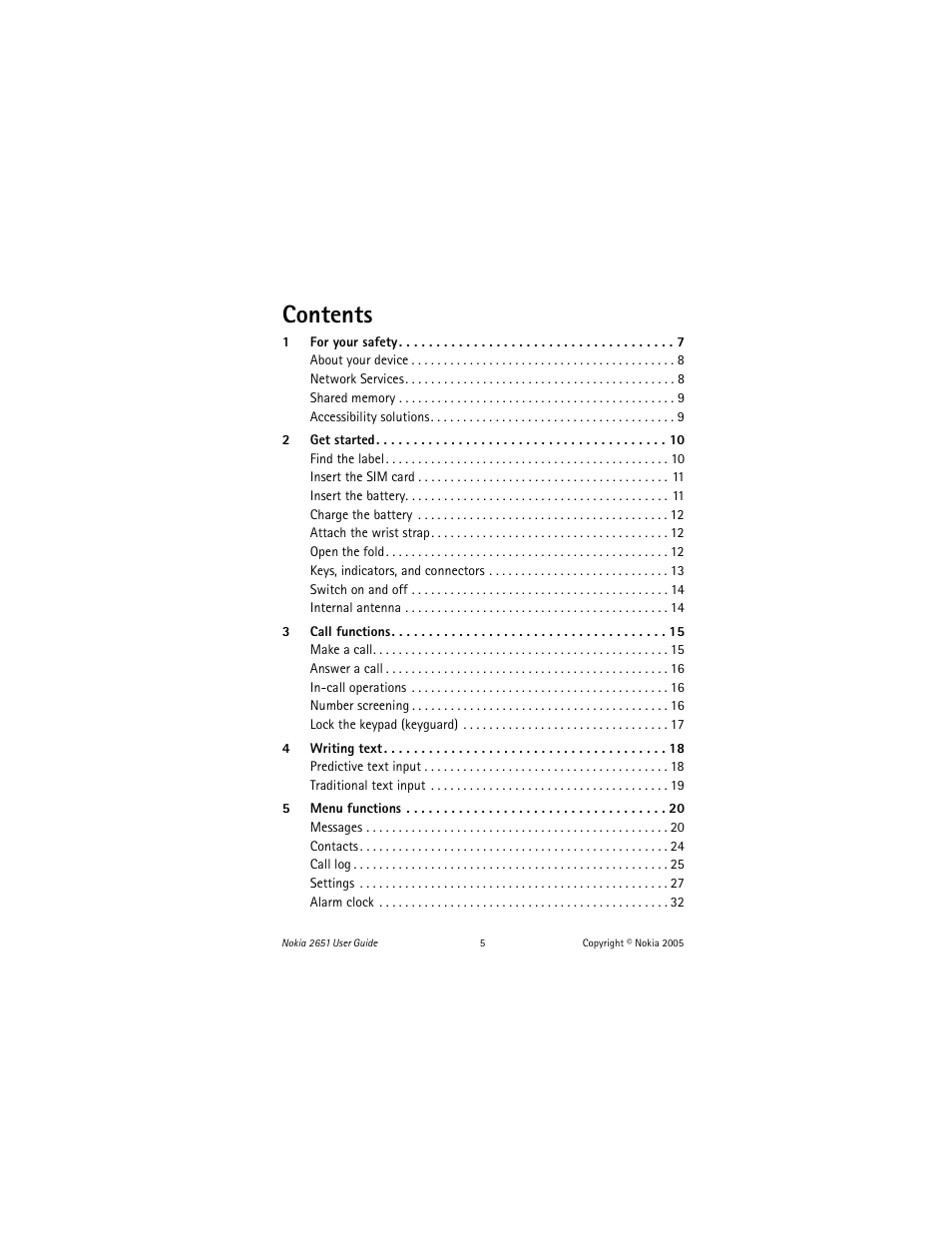 Nokia 2651 User Manual | Page 6 / 97