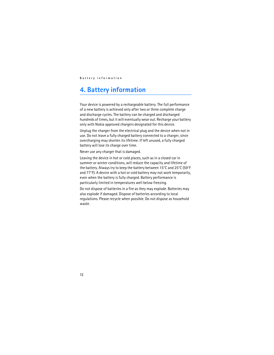 Battery information | Nokia Bluetooth Headset BH-700 User Manual | Page 12 / 13