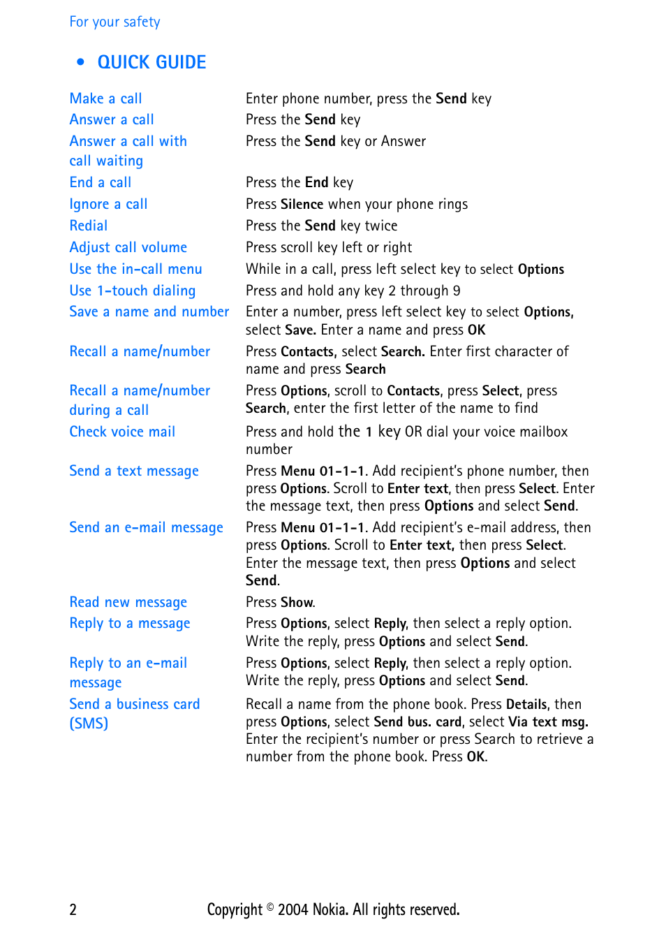 Quick guide | Nokia 3586 User Manual | Page 6 / 98