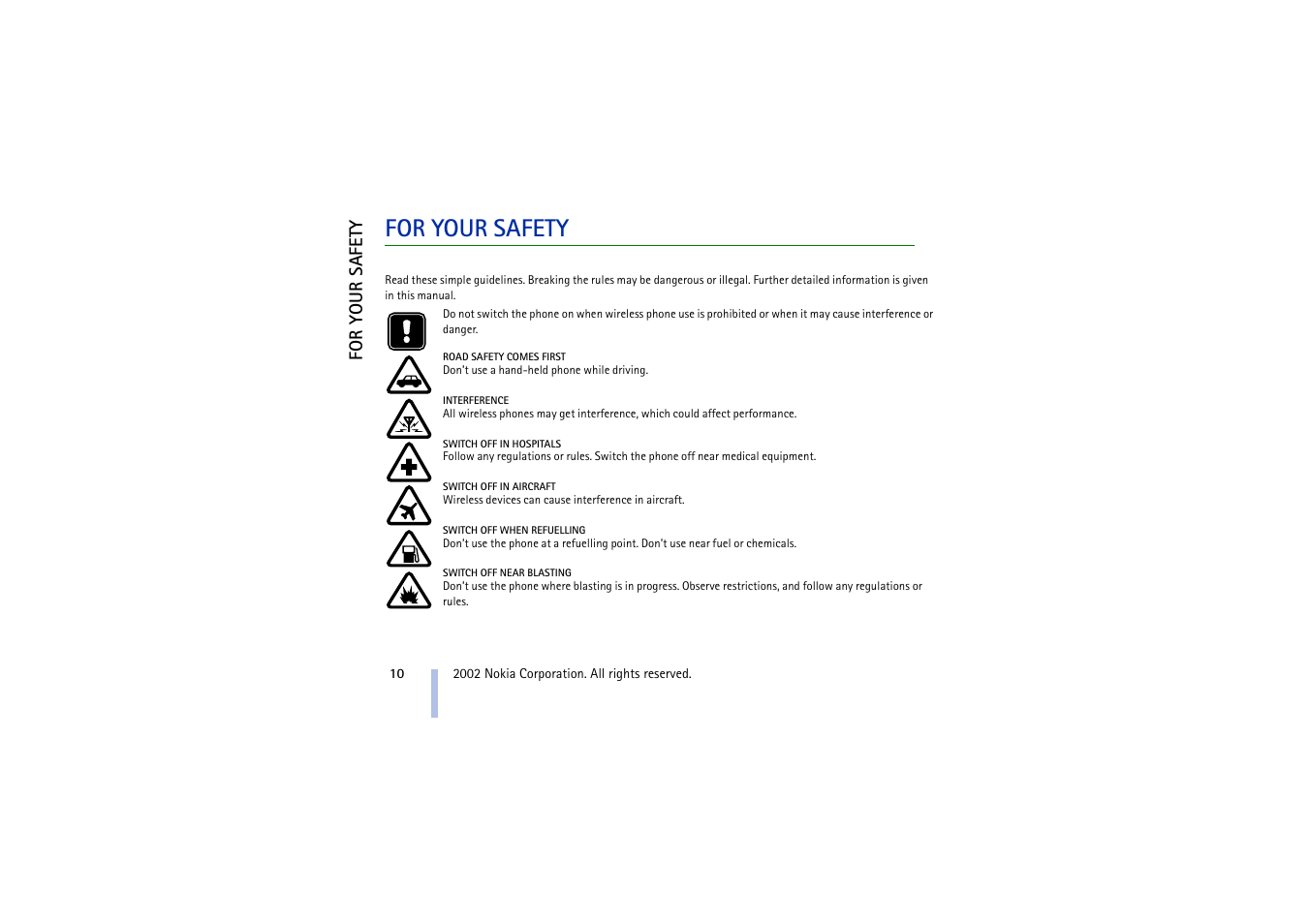 For your safety, For you r sa fety | Nokia 5510 User Manual | Page 10 / 102