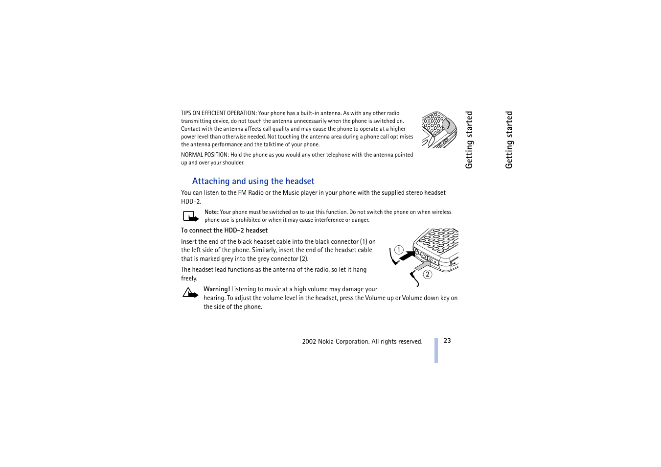 Attaching and using the headset | Nokia 5510 User Manual | Page 23 / 102