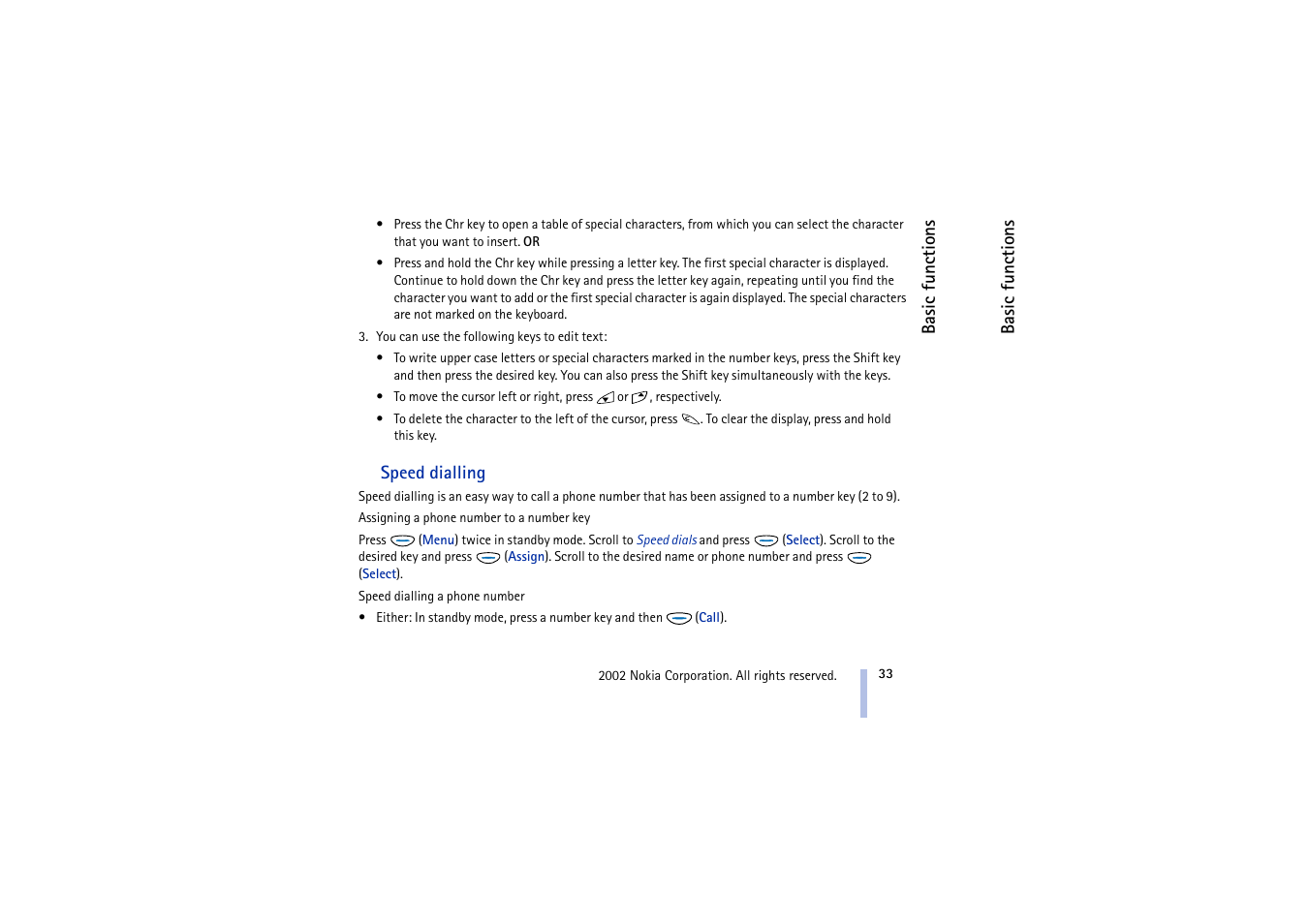 Speed dialling, So speed dialling on | Nokia 5510 User Manual | Page 33 / 102
