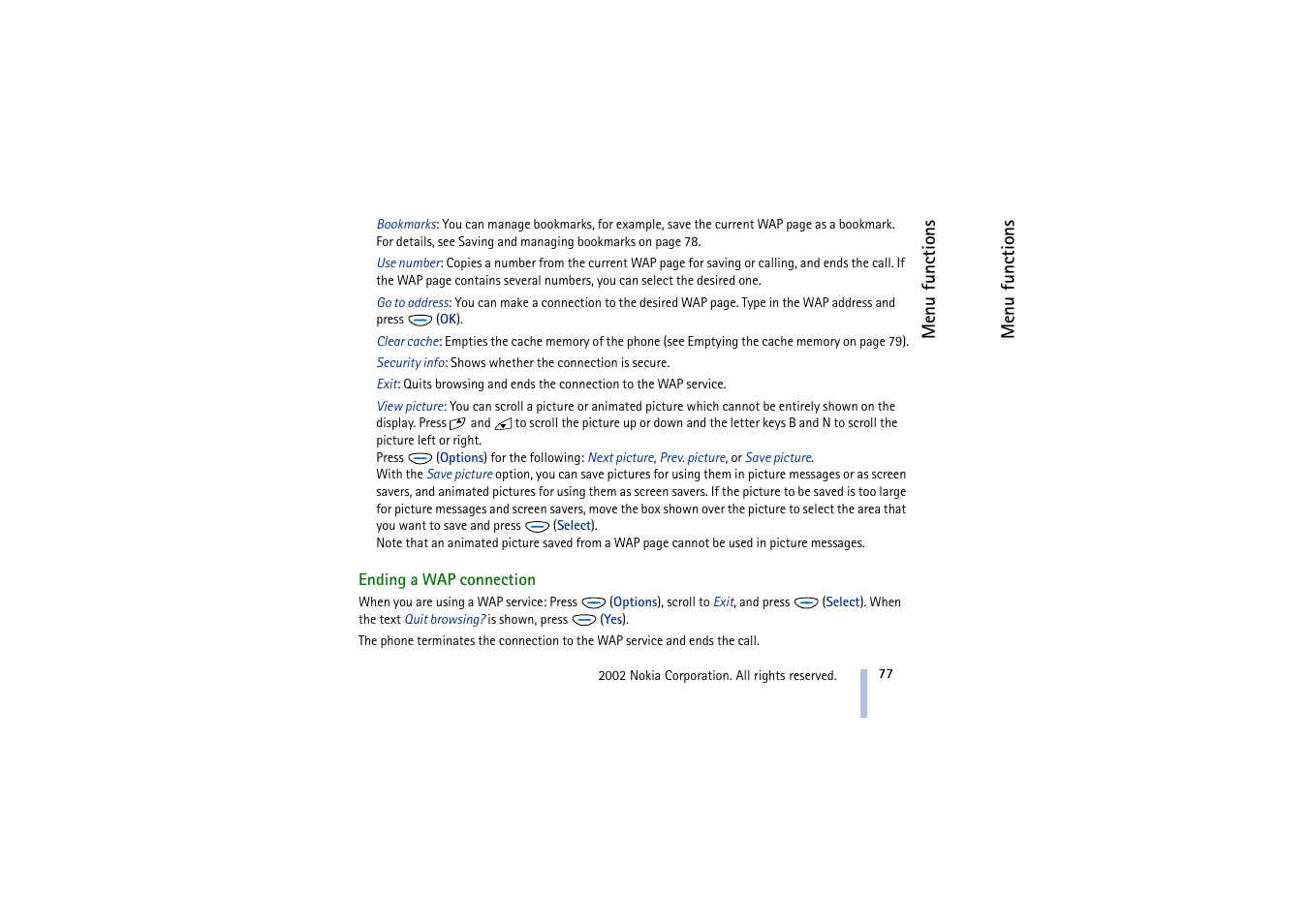 Ending a wap connection, E ending a wap | Nokia 5510 User Manual | Page 77 / 102