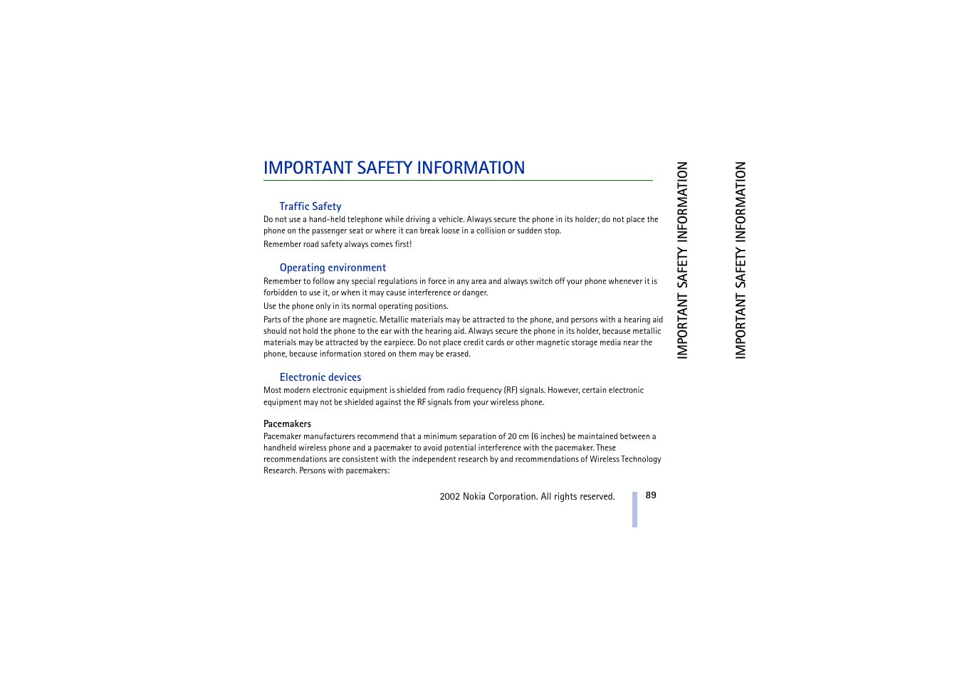Important safety information | Nokia 5510 User Manual | Page 89 / 102