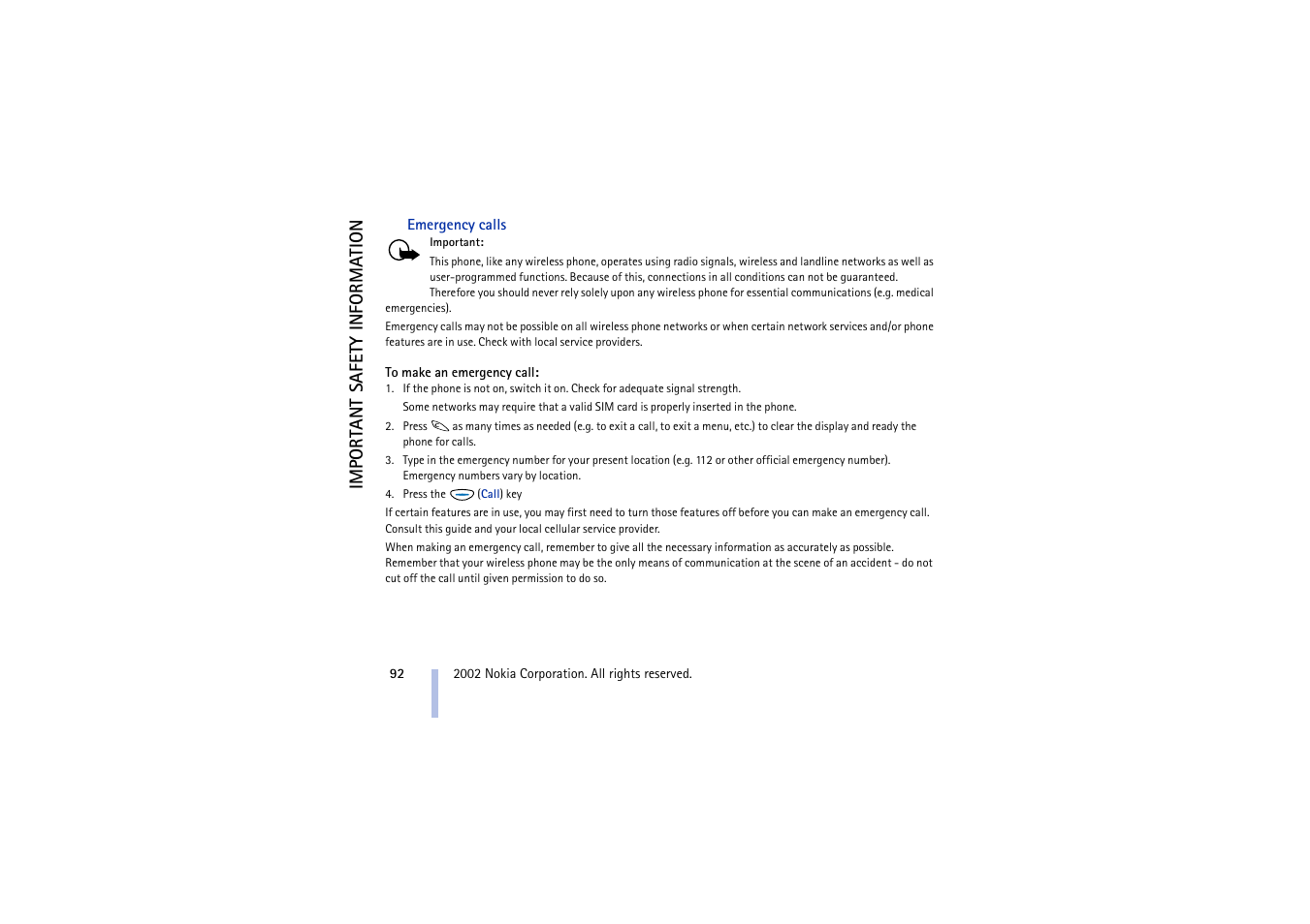 Important safety i n formation | Nokia 5510 User Manual | Page 92 / 102