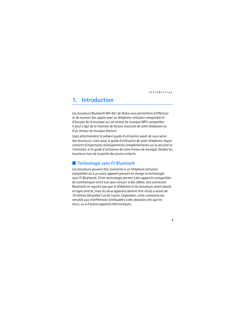 Introduction, Technologie sans fil bluetooth | Nokia BH-601 User Manual | Page 63 / 78