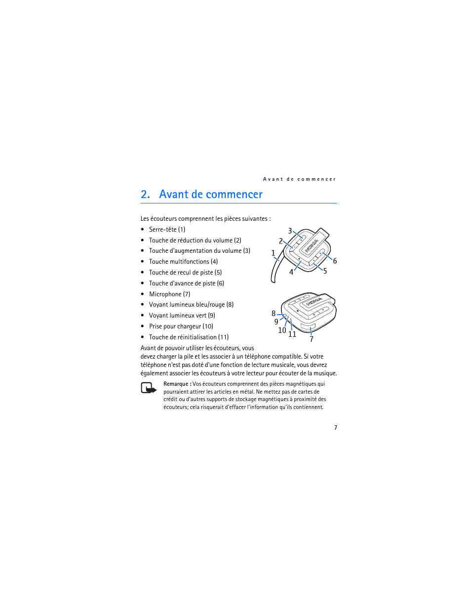 Avant de commencer | Nokia BH-601 User Manual | Page 65 / 78