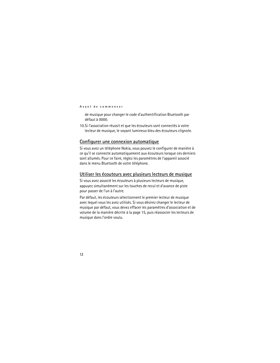 Configurer une connexion automatique | Nokia BH-601 User Manual | Page 70 / 78