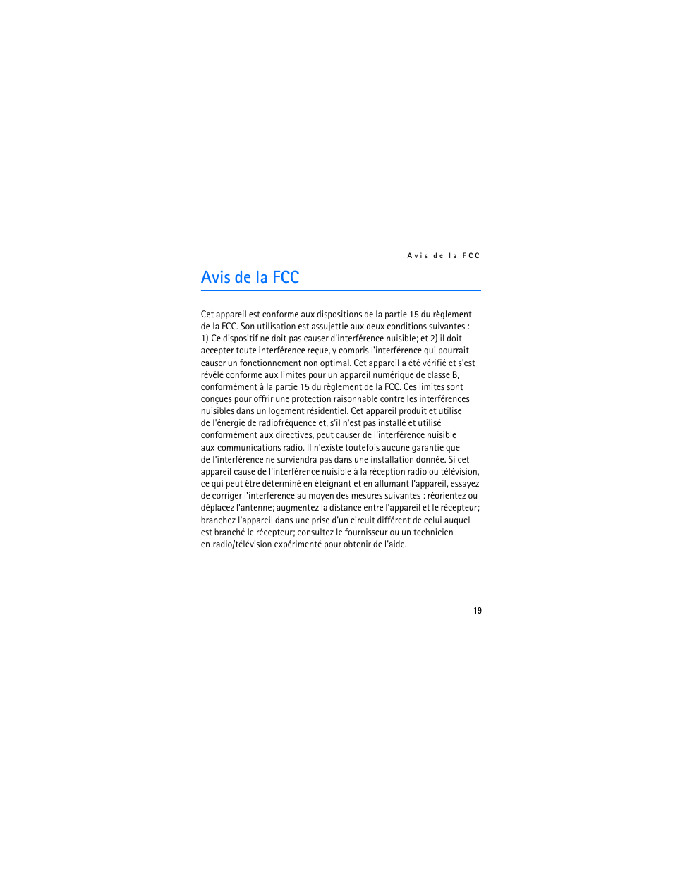 Avis de la fcc | Nokia BH-601 User Manual | Page 77 / 78