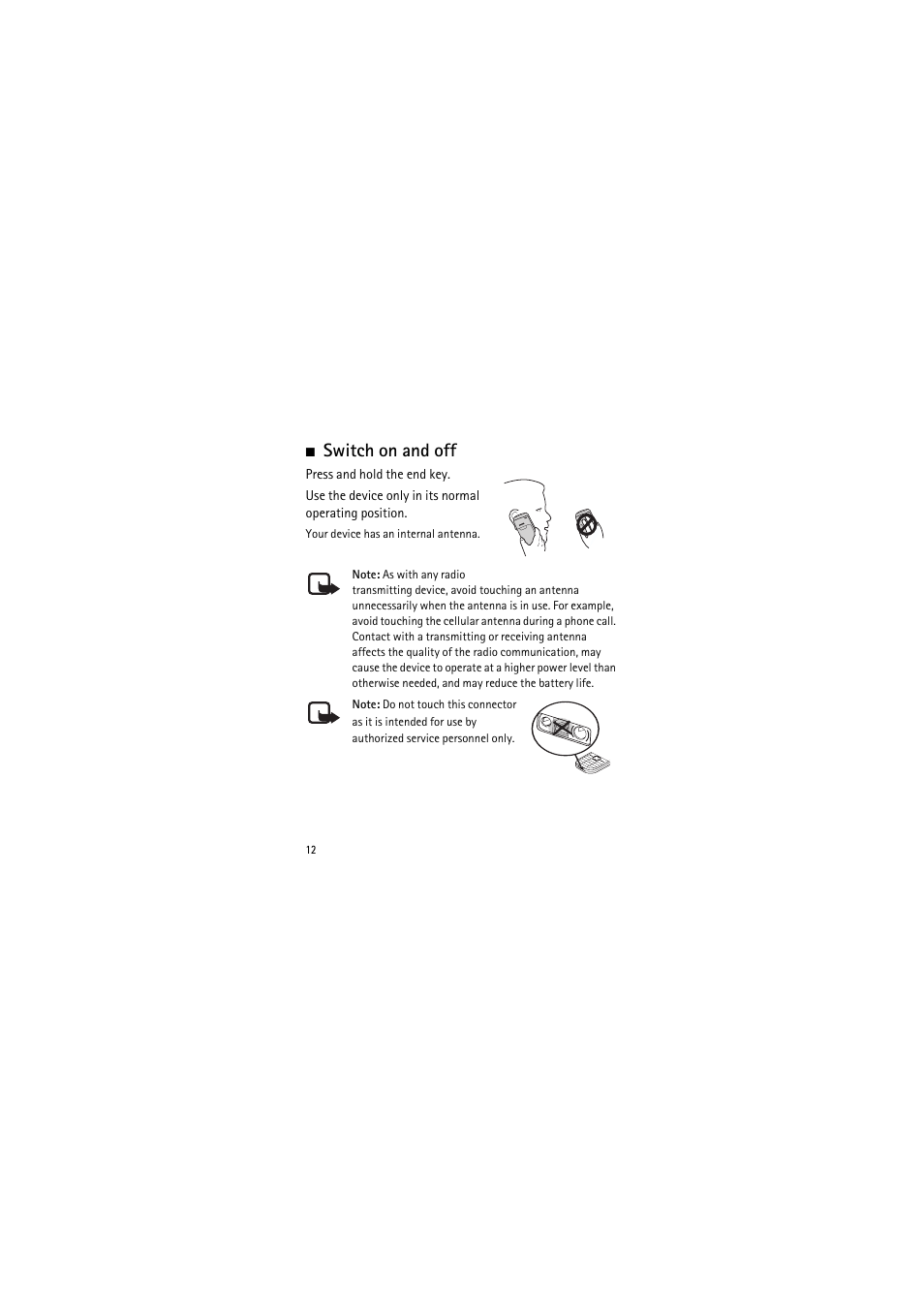 Switch on and off | Nokia 1650 User Manual | Page 12 / 35