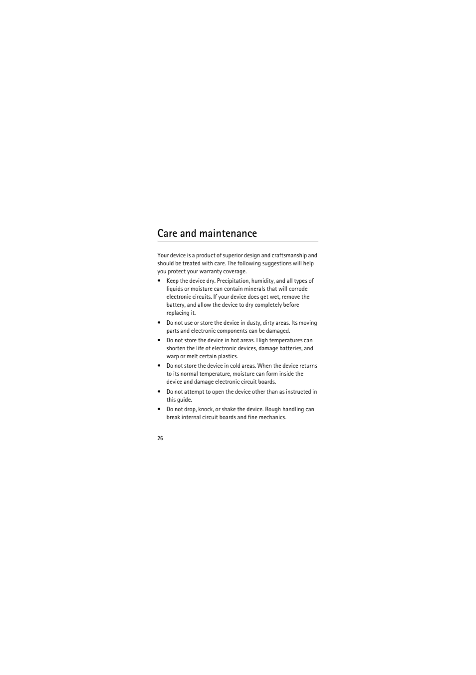 Care and maintenance | Nokia 1650 User Manual | Page 26 / 35