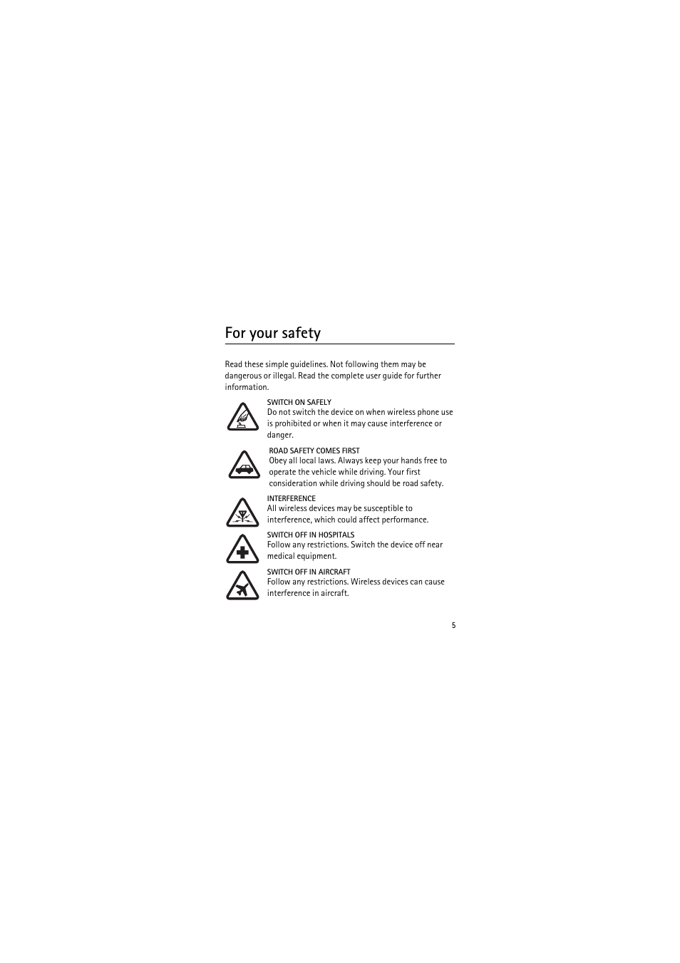 For your safety | Nokia 1650 User Manual | Page 5 / 35