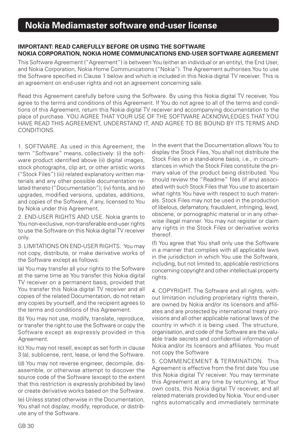 Nokia mediamaster software end-user license | Nokia 221 T User Manual | Page 30 / 34