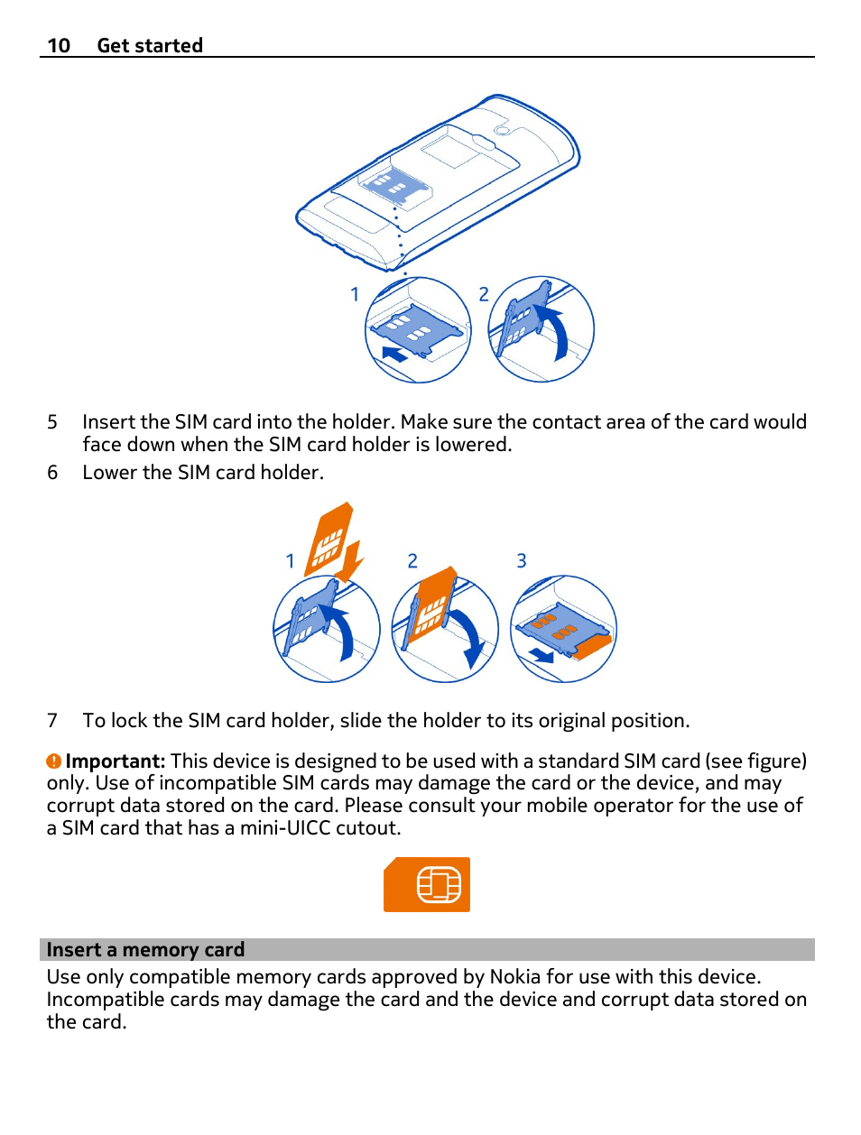 Insert a memory card | Nokia 500 User Manual | Page 10 / 128