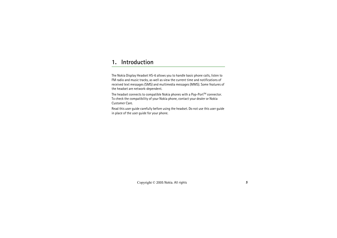 Introduction | Nokia LCH-6 User Manual | Page 5 / 13