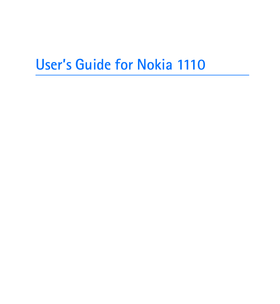 Nokia 1110 User Manual | 66 pages