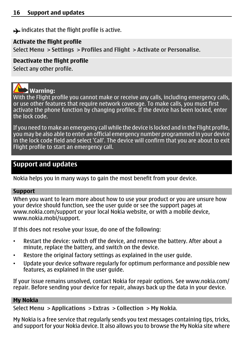 Support and updates, Support, My nokia | Nokia 3710 User Manual | Page 16 / 66
