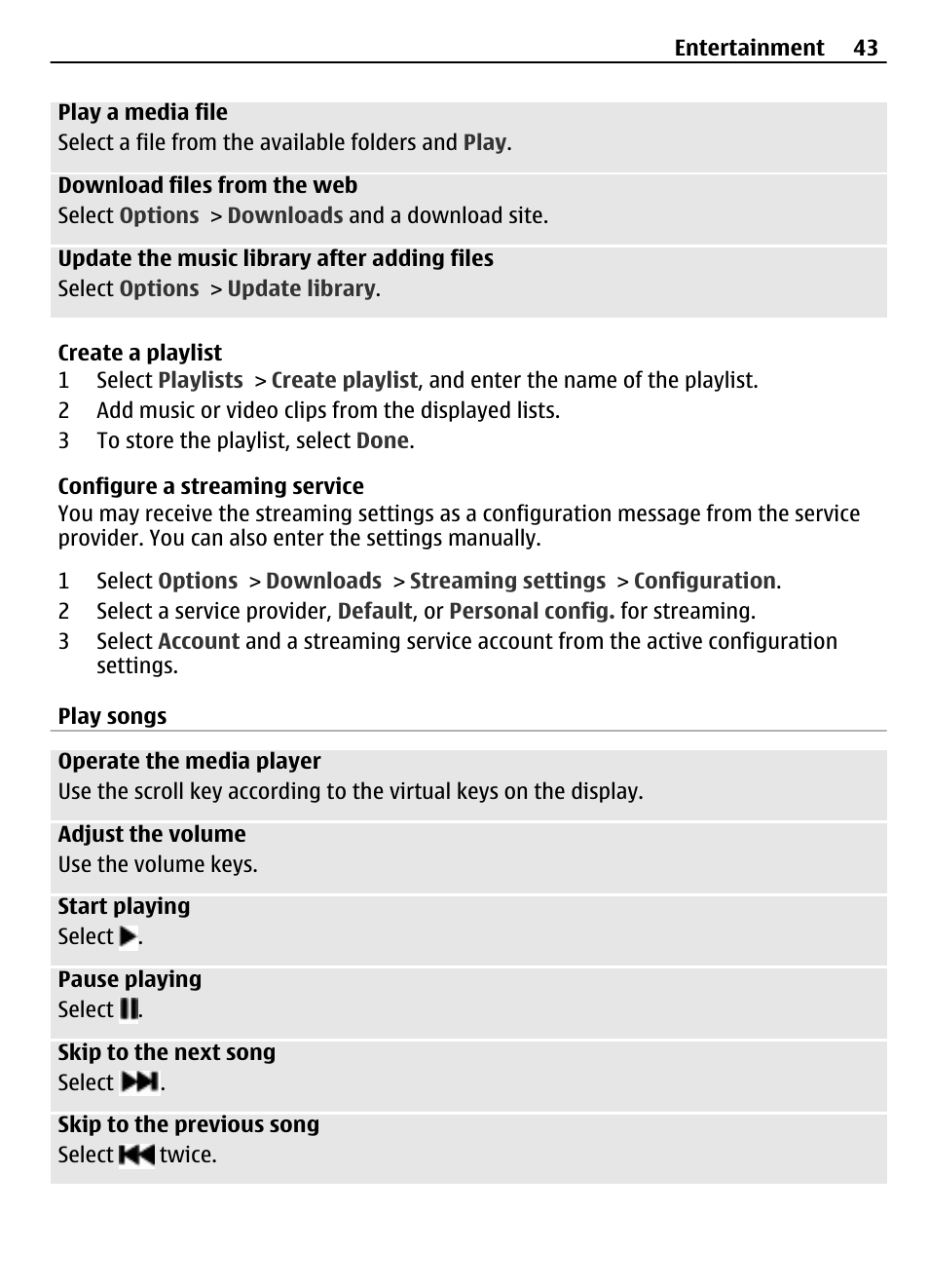 Play songs | Nokia 3710 User Manual | Page 43 / 66