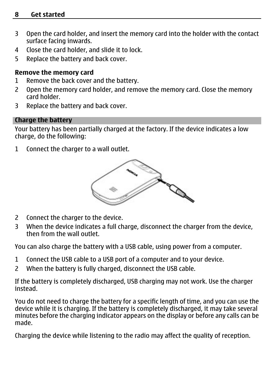 Charge the battery | Nokia 3710 User Manual | Page 8 / 66