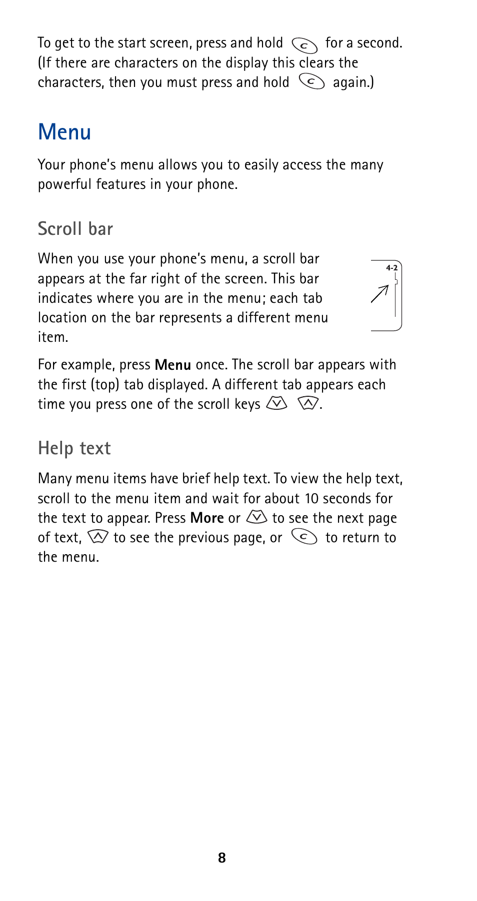 Menu, Scroll bar, Help text | Nokia 5120 User Manual | Page 15 / 85