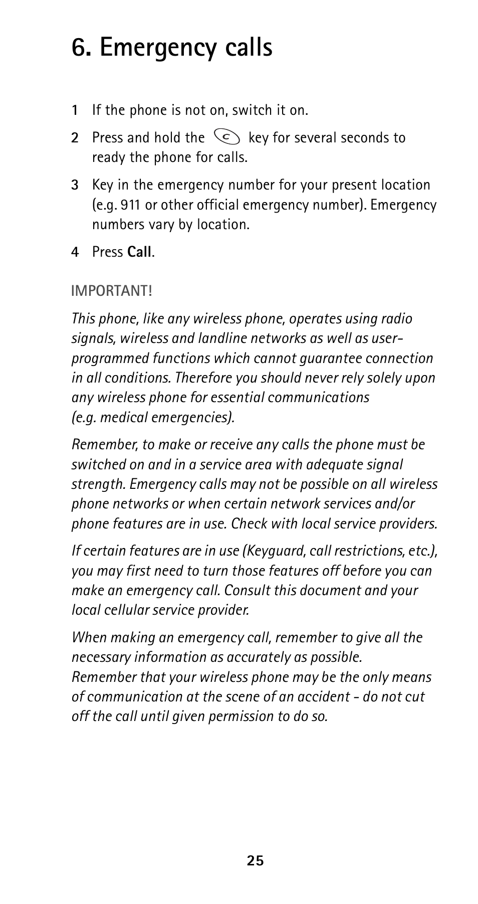 Emergency calls | Nokia 5120 User Manual | Page 32 / 85