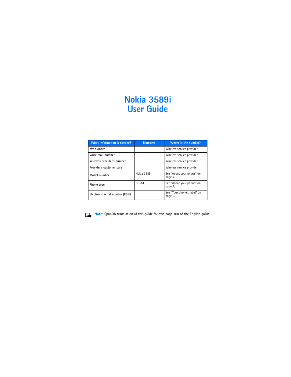 Nokia 3589i User Manual | 104 pages