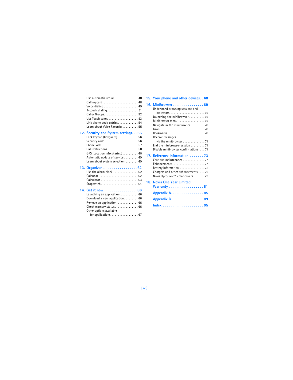 Nokia 3589i User Manual | Page 4 / 104