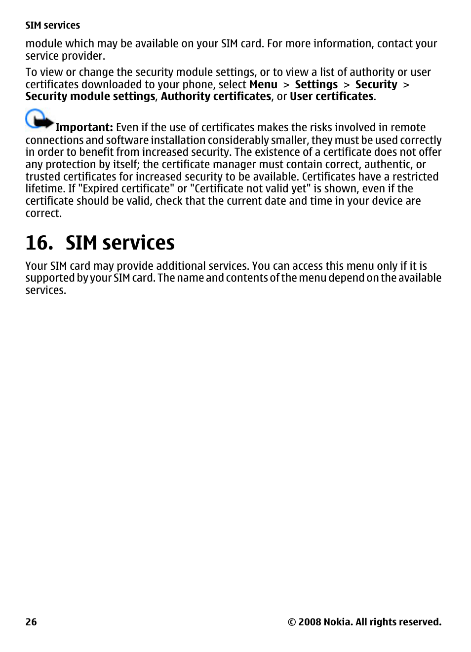 Sim services | Nokia 2680 User Manual | Page 26 / 35