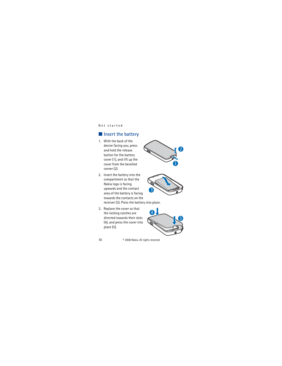 Insert the battery | Nokia Mobile TV Receiver User Manual | Page 10 / 23