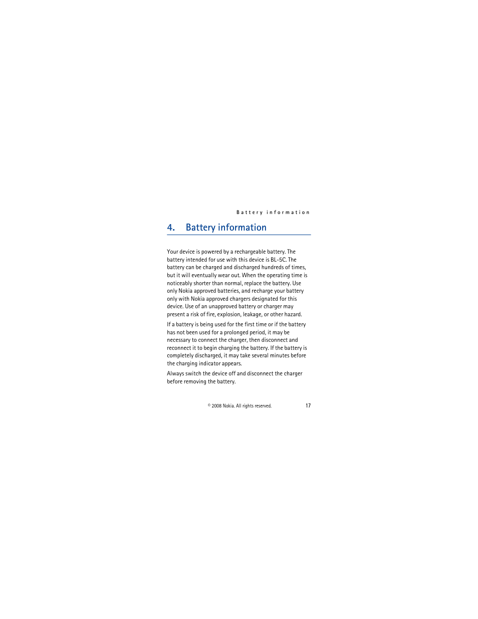 Battery information | Nokia Mobile TV Receiver User Manual | Page 17 / 23