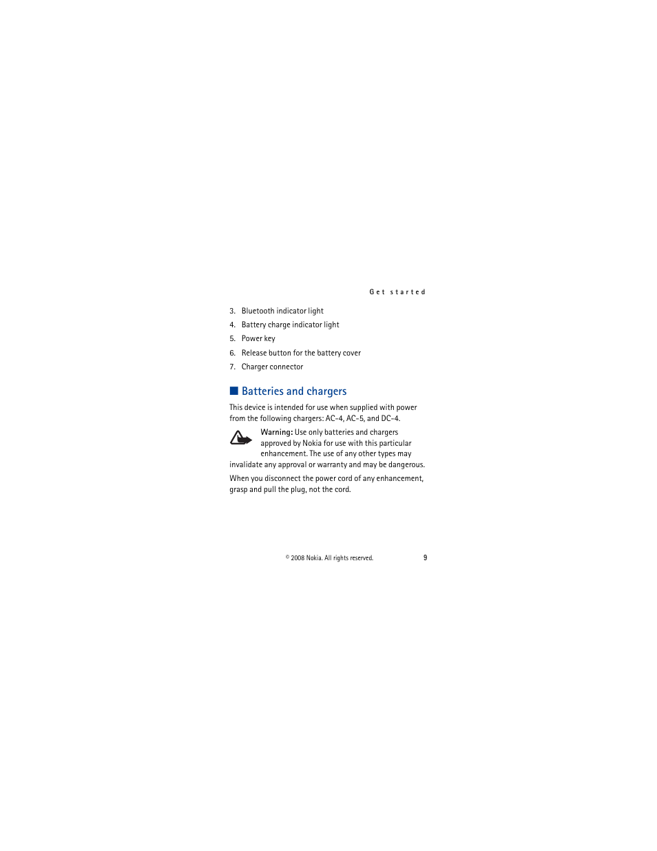 Batteries and chargers | Nokia Mobile TV Receiver User Manual | Page 9 / 23