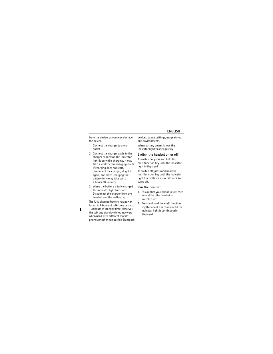 Switch the headset on or off, Pair the headset | Nokia BH-207 User Manual | Page 5 / 42