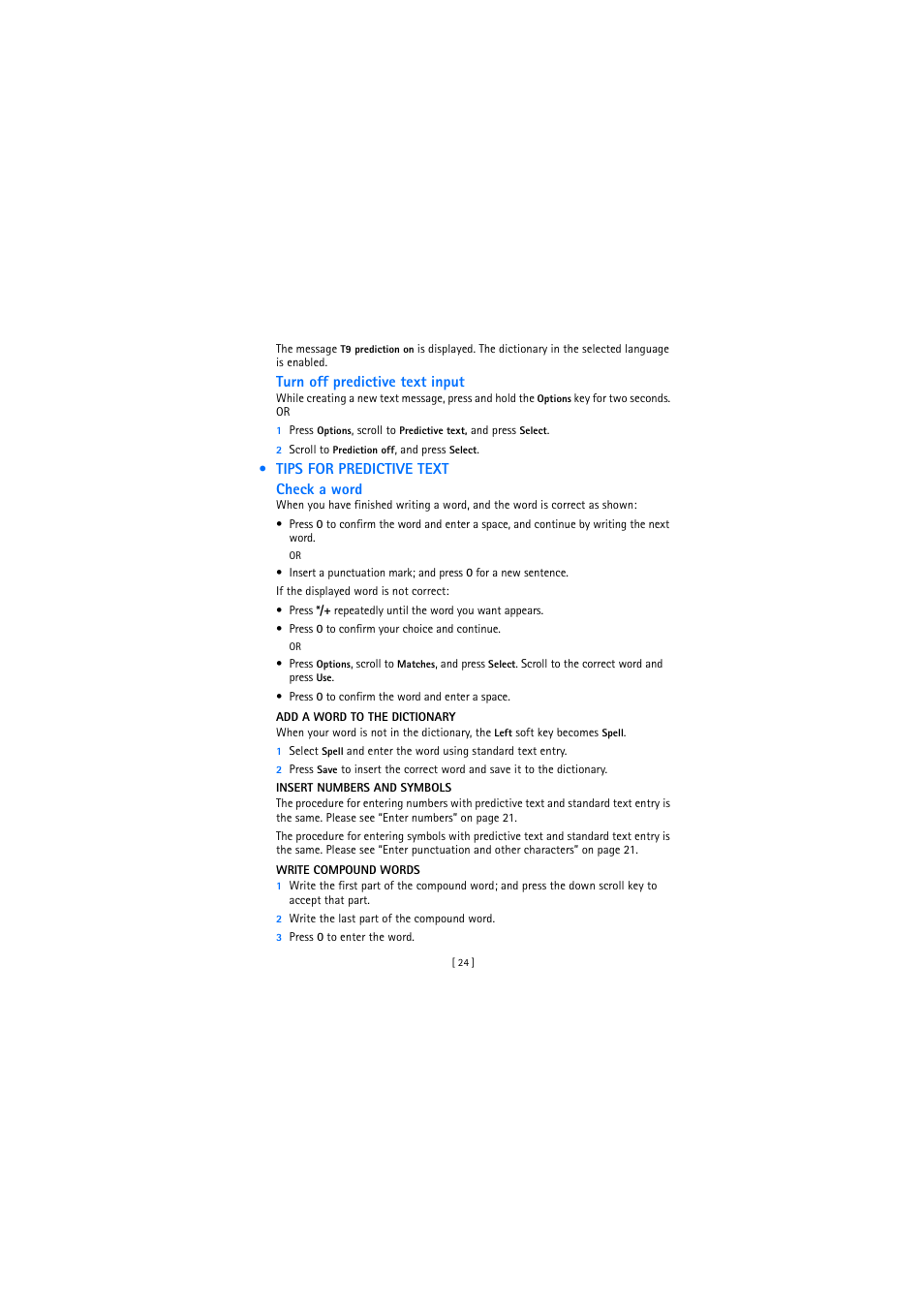 Tips for predictive text | Nokia 2272 User Manual | Page 24 / 94