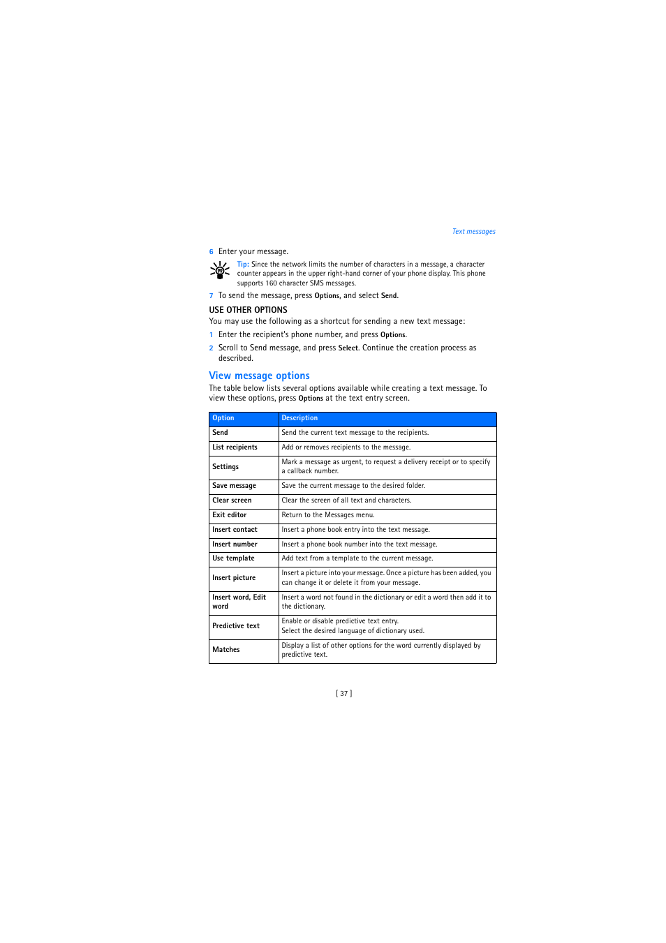 View message options | Nokia 2272 User Manual | Page 37 / 94