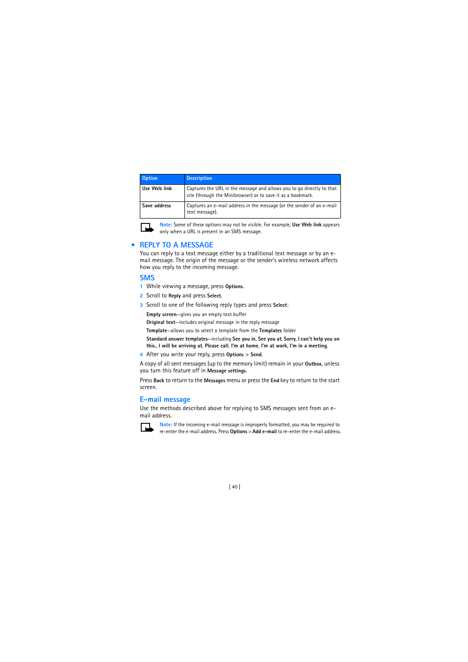 Reply to a message | Nokia 2272 User Manual | Page 40 / 94