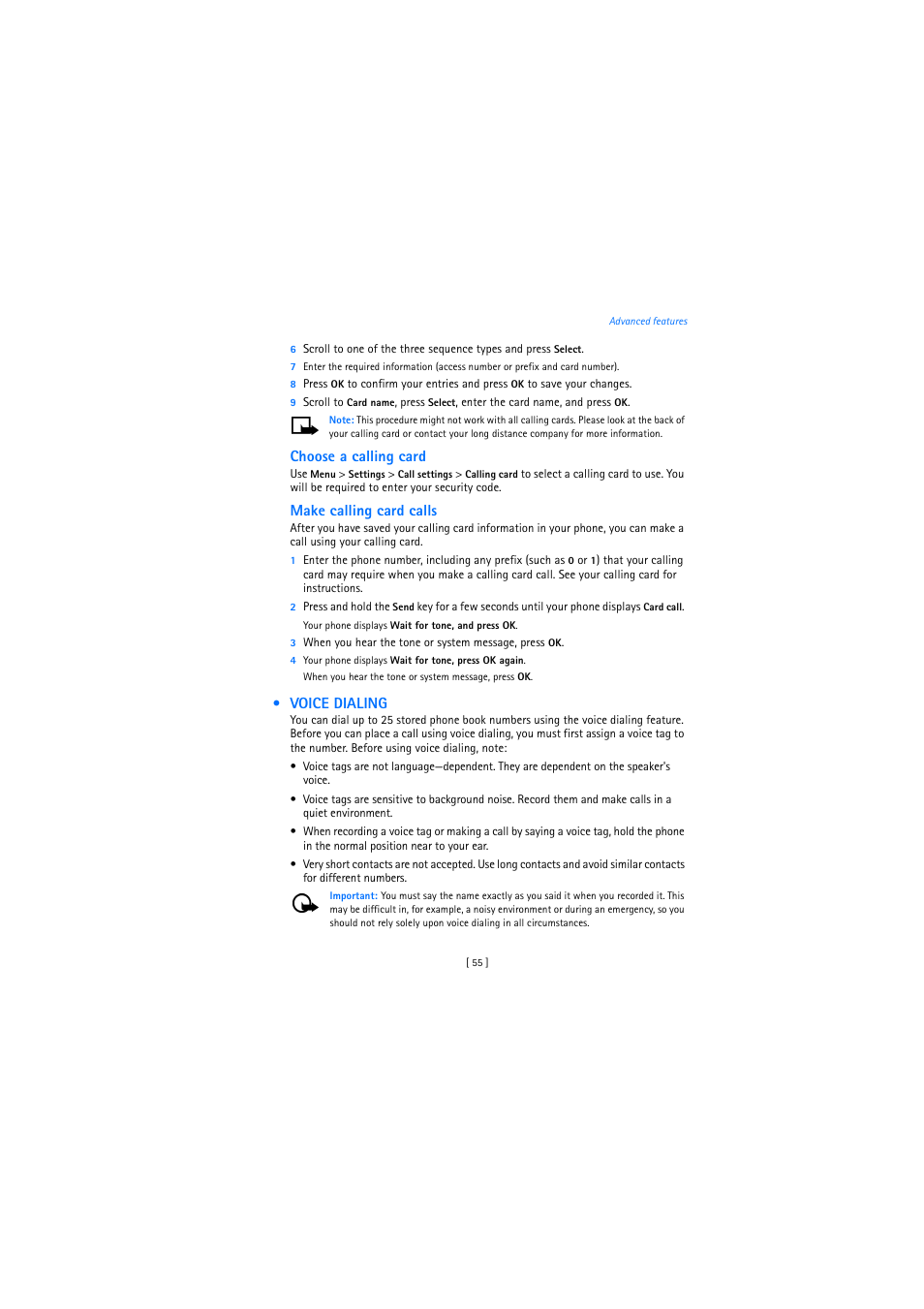 Voice dialing | Nokia 2272 User Manual | Page 55 / 94