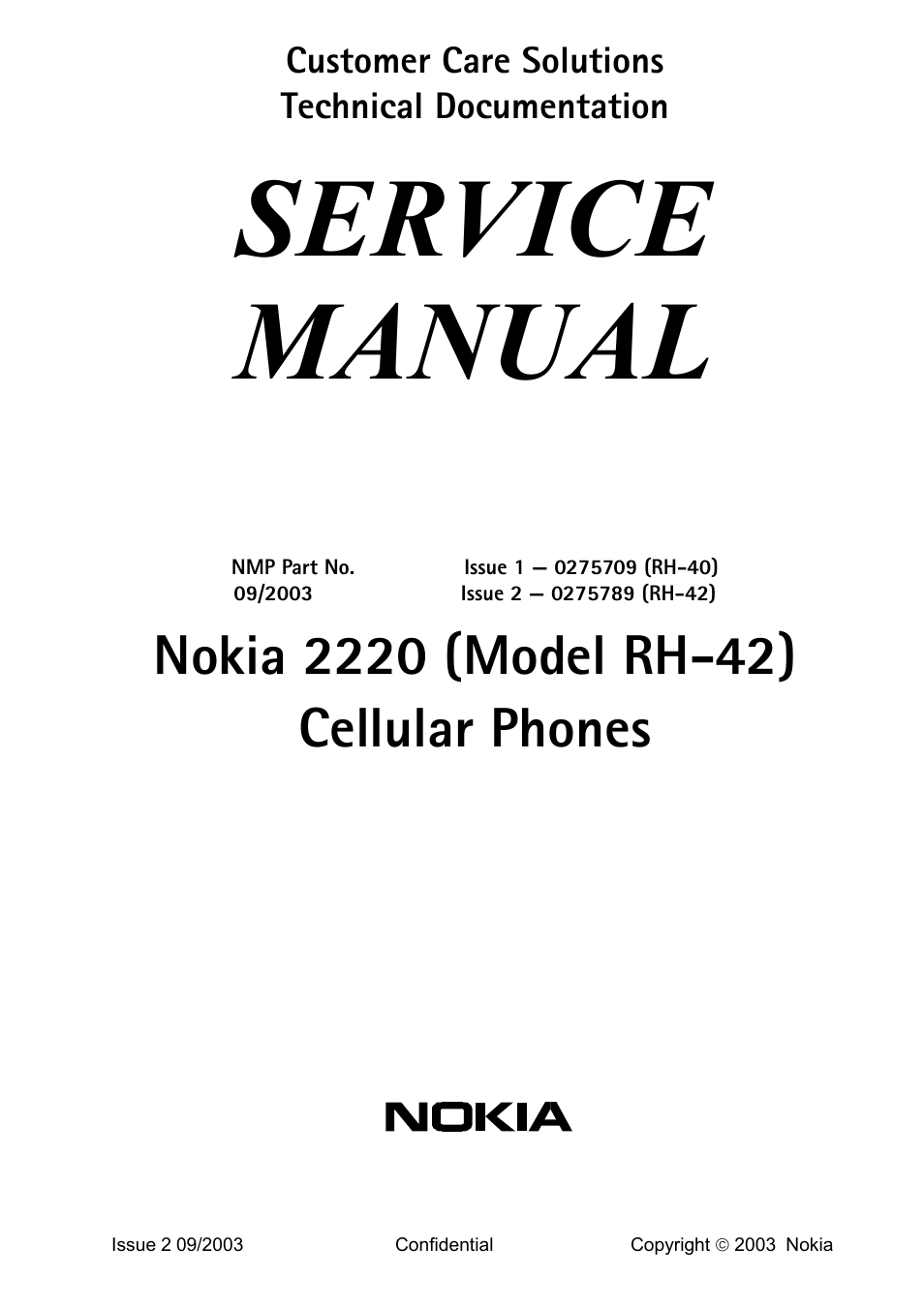 Nokia 2220 (RH-42) User Manual | 6 pages